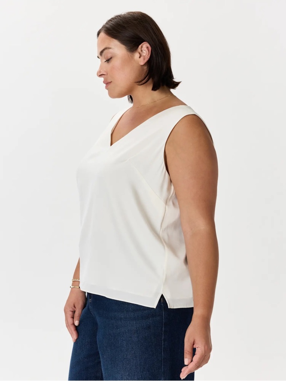 QUINCE Ivory Washable Stretch Silk Tank Size 2X